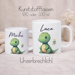 Personalisierte Tasse Kunststoff unzerbrechlich / Trinkbecher für Kinder / Kindergarten / Dino Dinosaurier / Kindergartenbecher
