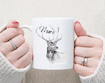 Personalisierte Tasse aus Keramik // individuelles Geschenk individuell bedruckt // personalisiert // Hirsch // Deer