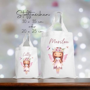 Stofftasche mit Namen für Wechselwäsche / Fee / Kindergarten / Schule / Sportverein / Kindertasche / Kitabeutel / Tasche für Freundebuch