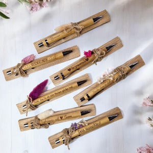 Personalisierte Kugelschreiber mit Namen & Trockenblumen / Kugelschreiber mit Gravur / Wunschgravur