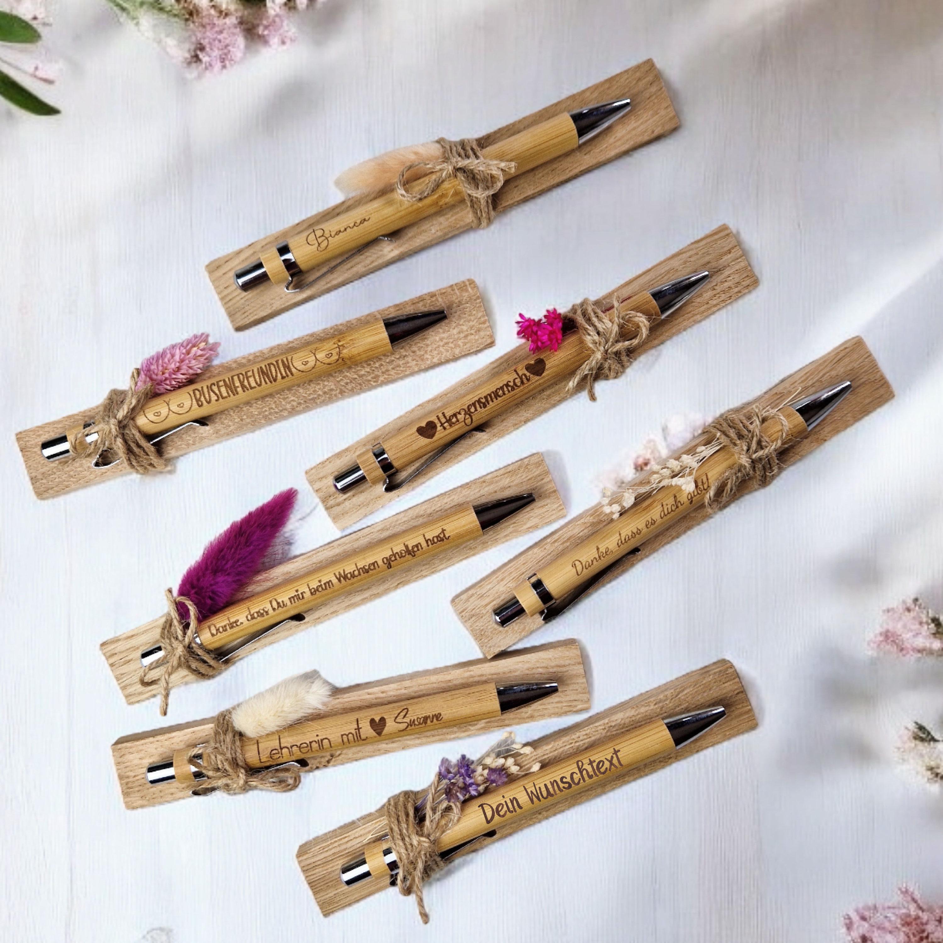 Personalized ballpoint pens with names & dried flowers / ballpoint pens with engraving / desired engraving