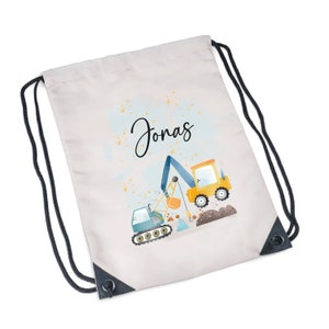 Gym bag // change of clothes // sports bag // excavator // kindergarten // school // gift for starting school children's bag image 3