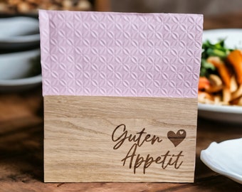 Serviettenhalter aus Holz mit Gravur / Guten Appetit / Tischdeko Konfirmation, Kommunion, Geburtstag, Hochzeit oder als Geschenk