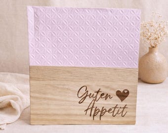 Houten servettenhouder met gravure / Bon appétit / Tafeldecoratie voor vormsel, communie, verjaardag, bruiloft of als cadeau