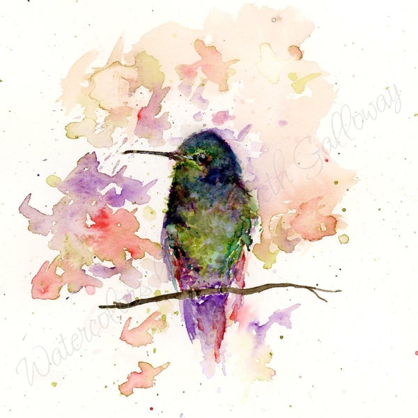 Hummingbird Watercolor Painting, Hummingbird Watercolor Print, hummingbird Art, Wall Art, Nature Print