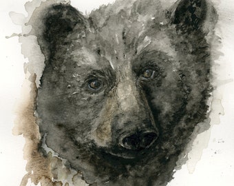 Bear Original Watercolor Painting, Black Bear