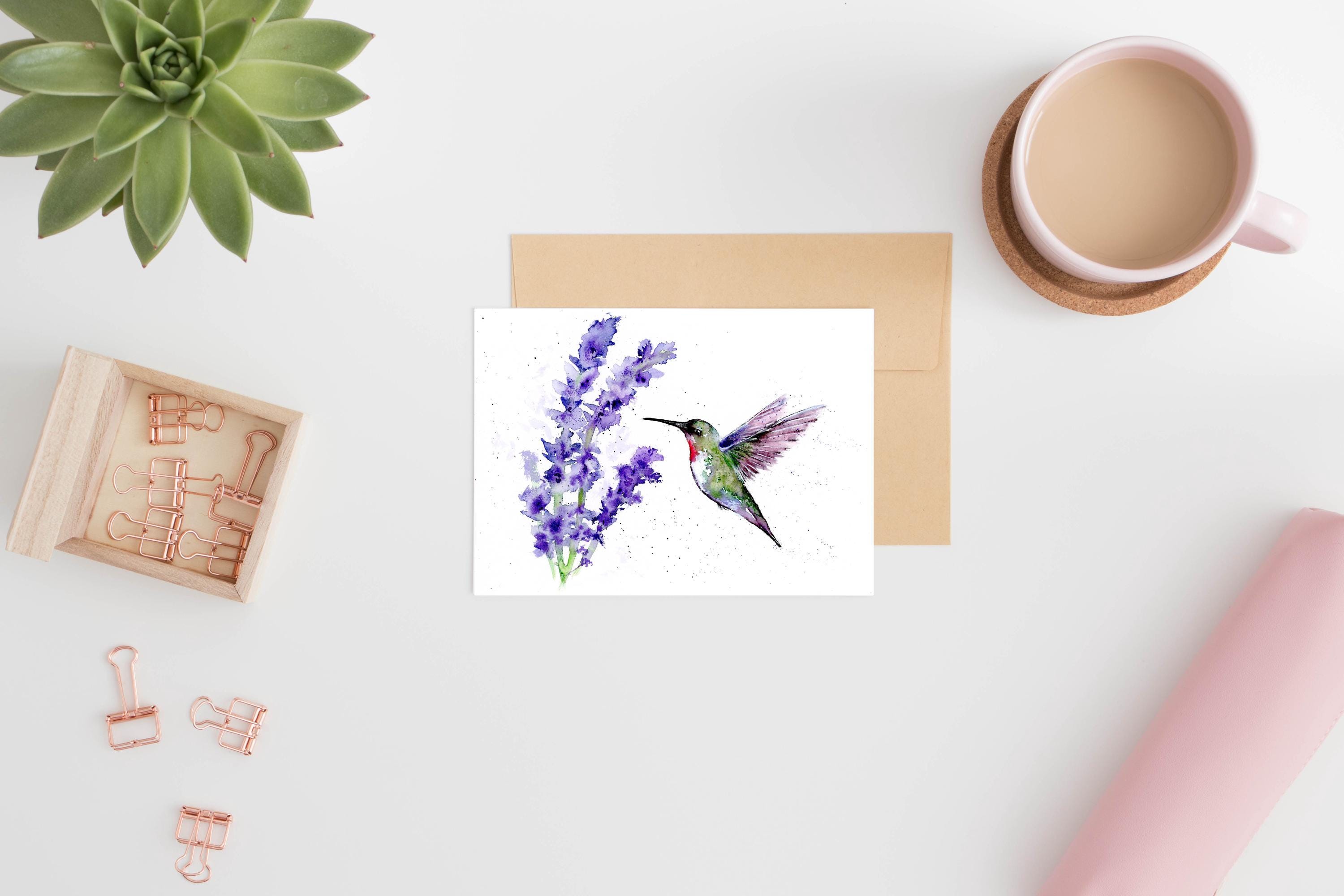 Greeting Card Original Art Print - Hummingbird Watercolor Notecard ...