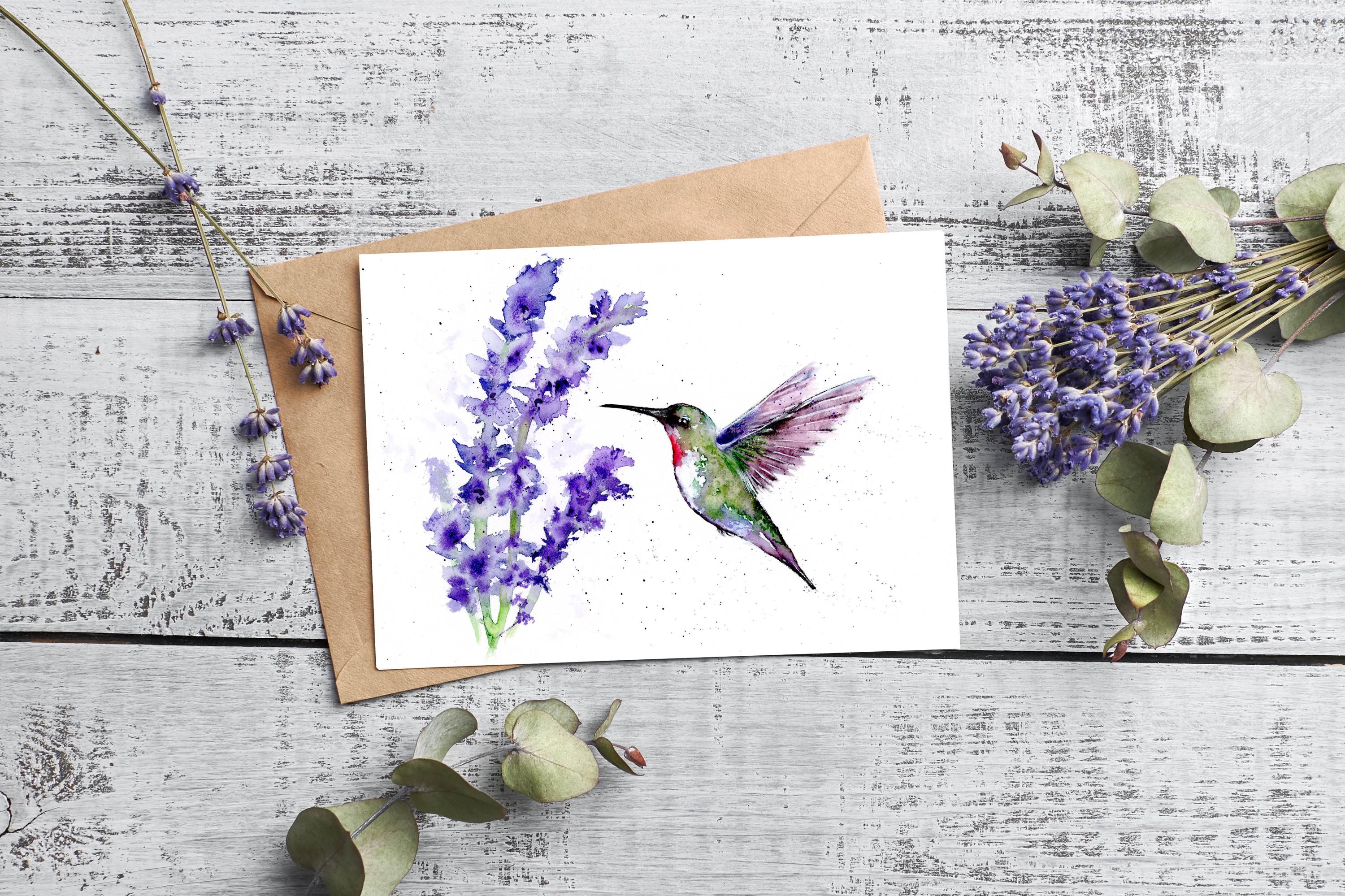 Greeting Card Original Art Print - Hummingbird Watercolor Notecard ...