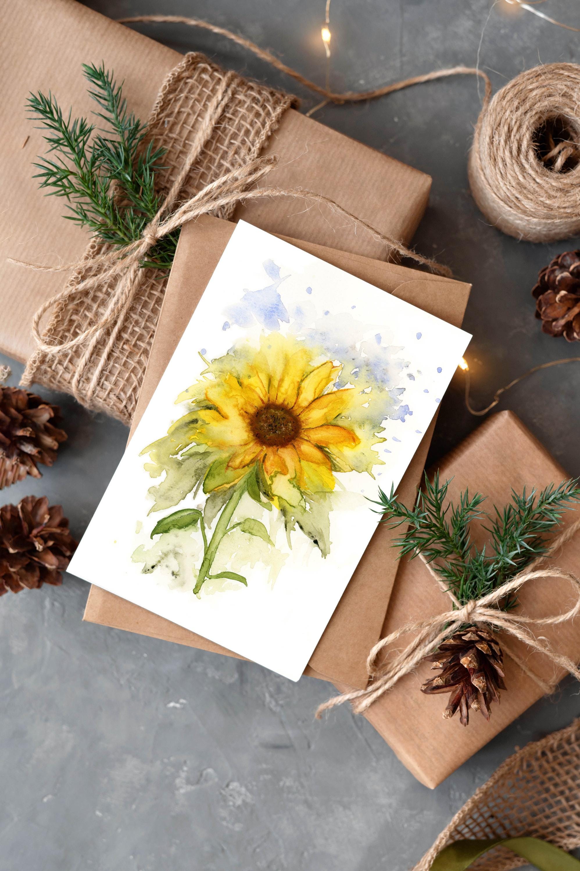 Sunflower Blank Greeting Card Original Art Print - Etsy