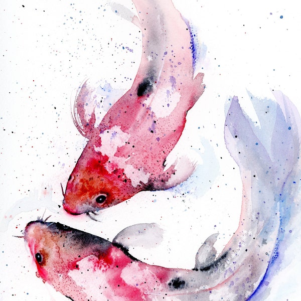 Koi Original Art Print - Watercolor Painting, Fish Archival Print