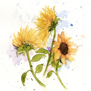 Sonnenblume Blanko Grußkarte Original Art Print