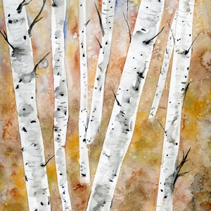 Birch Trees Painting Blank Greeting Card Original Art Print