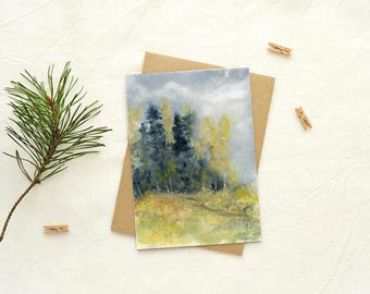 Autumn Landscape Blank Greeting Card Original Oil Art Print