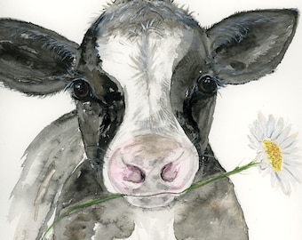 Cow Watercolor Painting, Original Watercolor Giclée Print