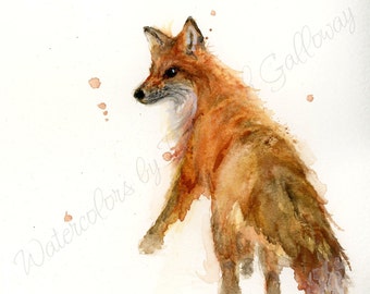 Fox Watercolor Painting, Fox Watercolor Print, Wall Art, Nature Print, Woodland Print