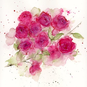 Rose Floral Blanko Grußkarte Original Art Print