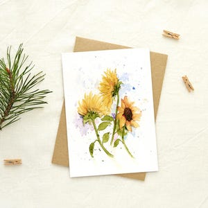 Sunflower Blank Greeting Card Original Art Print - Etsy