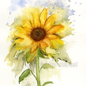 Sunflower Watercolor Painting, Original Watercolor Giclée Print by Elizabeth Galloway