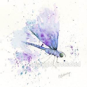 Dragonfly Watercolor Painting, Original Giclée Art Print by Elizabeth Galloway