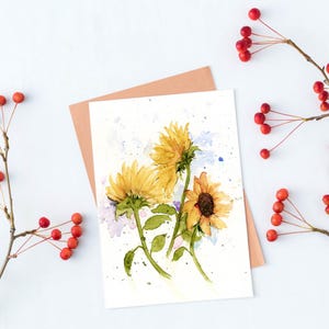 Sunflower Blank Greeting Card Original Art Print - Etsy