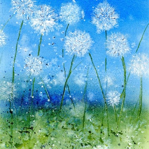 Pusteblume Blanko Grußkarte Original Kunstdruck