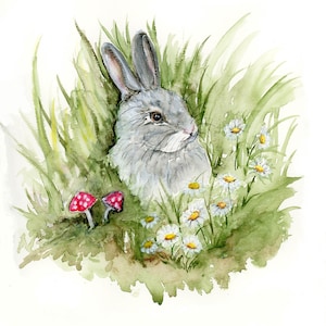 Hase Blanko Grußkarte Original Kunstdruck