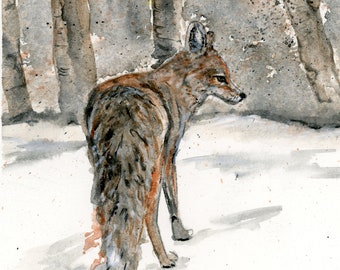 Peinture à l'aquarelle de renard, Giclée à l'aquarelle