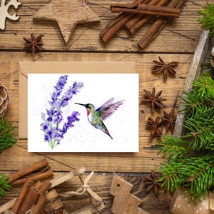 Greeting Card Original Art Print - Hummingbird Watercolor Notecard ...