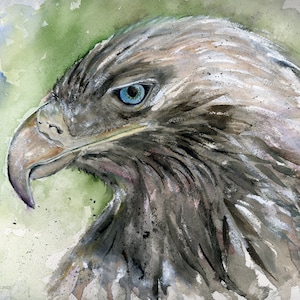 Eagle Watercolor Painting, Archival Watercolor Print, Golden Eagle, Nature Print