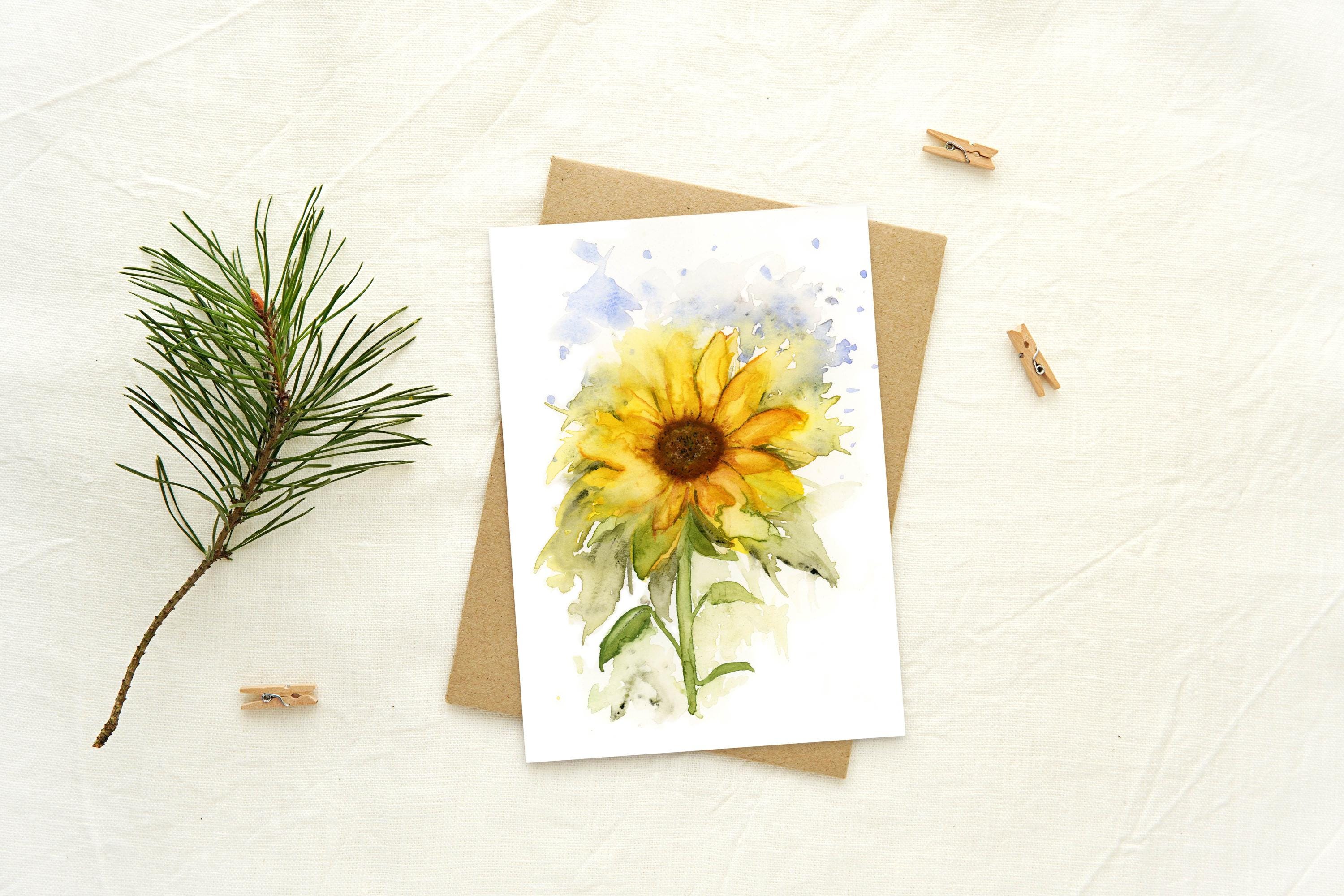 Sunflower Blank Greeting Card Original Art Print - Etsy