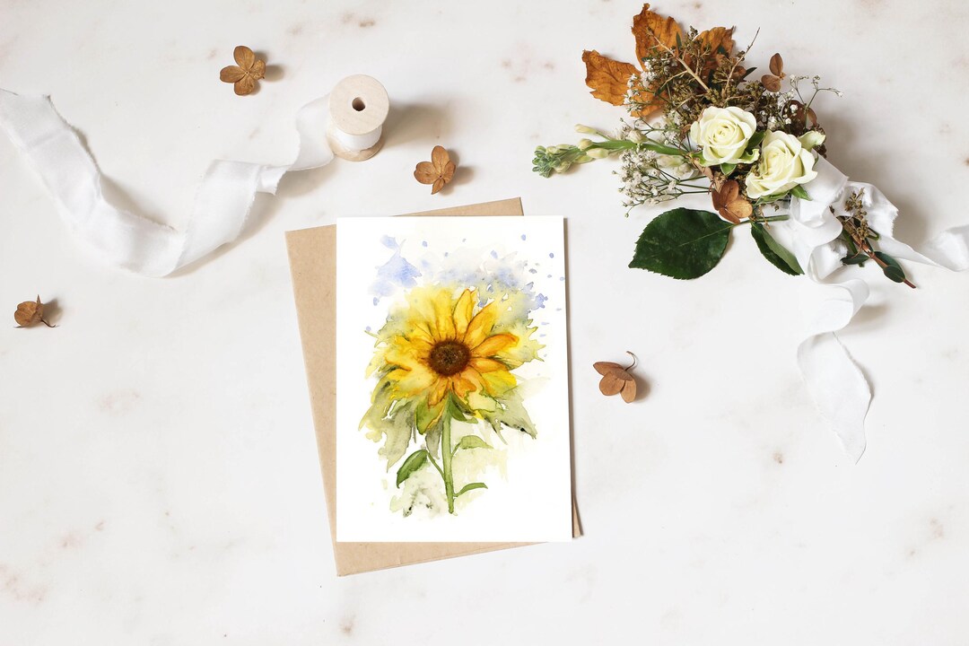 Sunflower Blank Greeting Card Original Art Print - Etsy