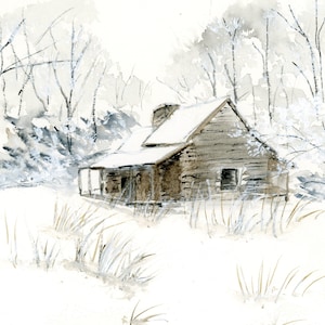 Winter Watercolor Painting, Watercolor Giclée, Christmas