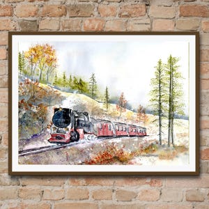 Landschaft Aquarell Malerei, Zug Aquarell, Archival Print, Giclée