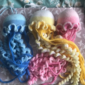 NEW colours - Cute large crochet jellyfish toys, wall hangings