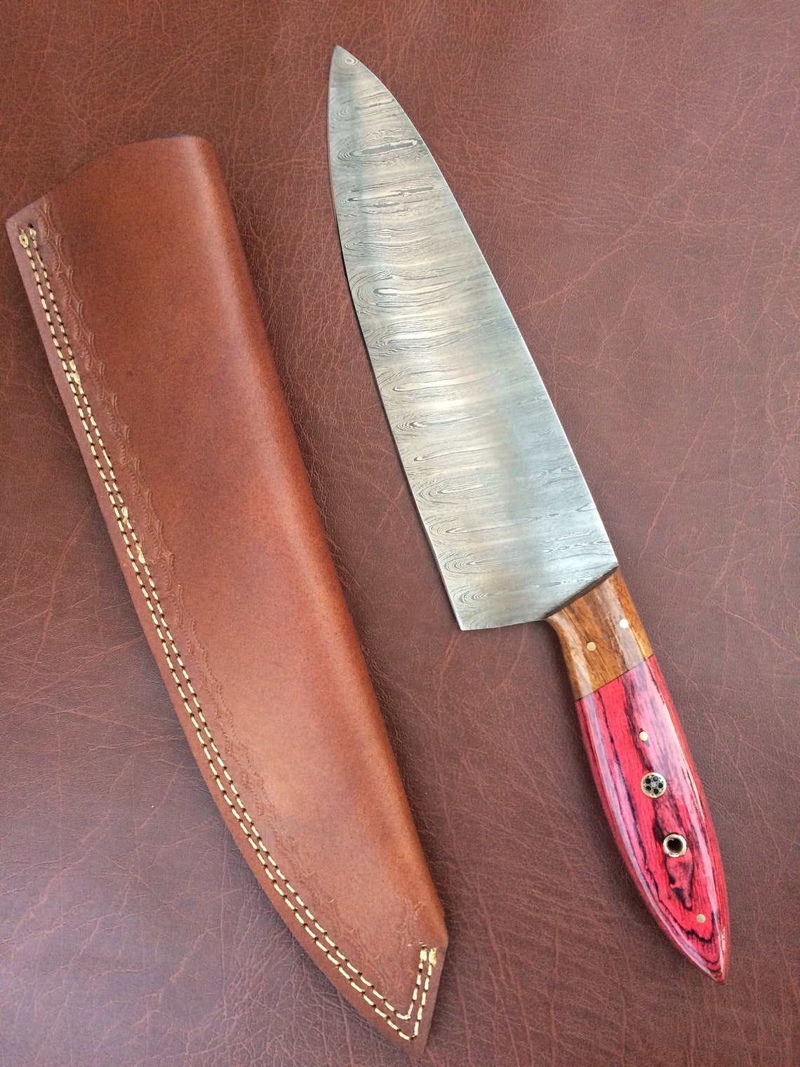 Handmade Damascus Chef knife Full Tang Etsy