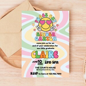 Kindergarten Graduation Invitation | Editable Template for Kids | Digital Graduation Party Invite | Instant Download Announcement
