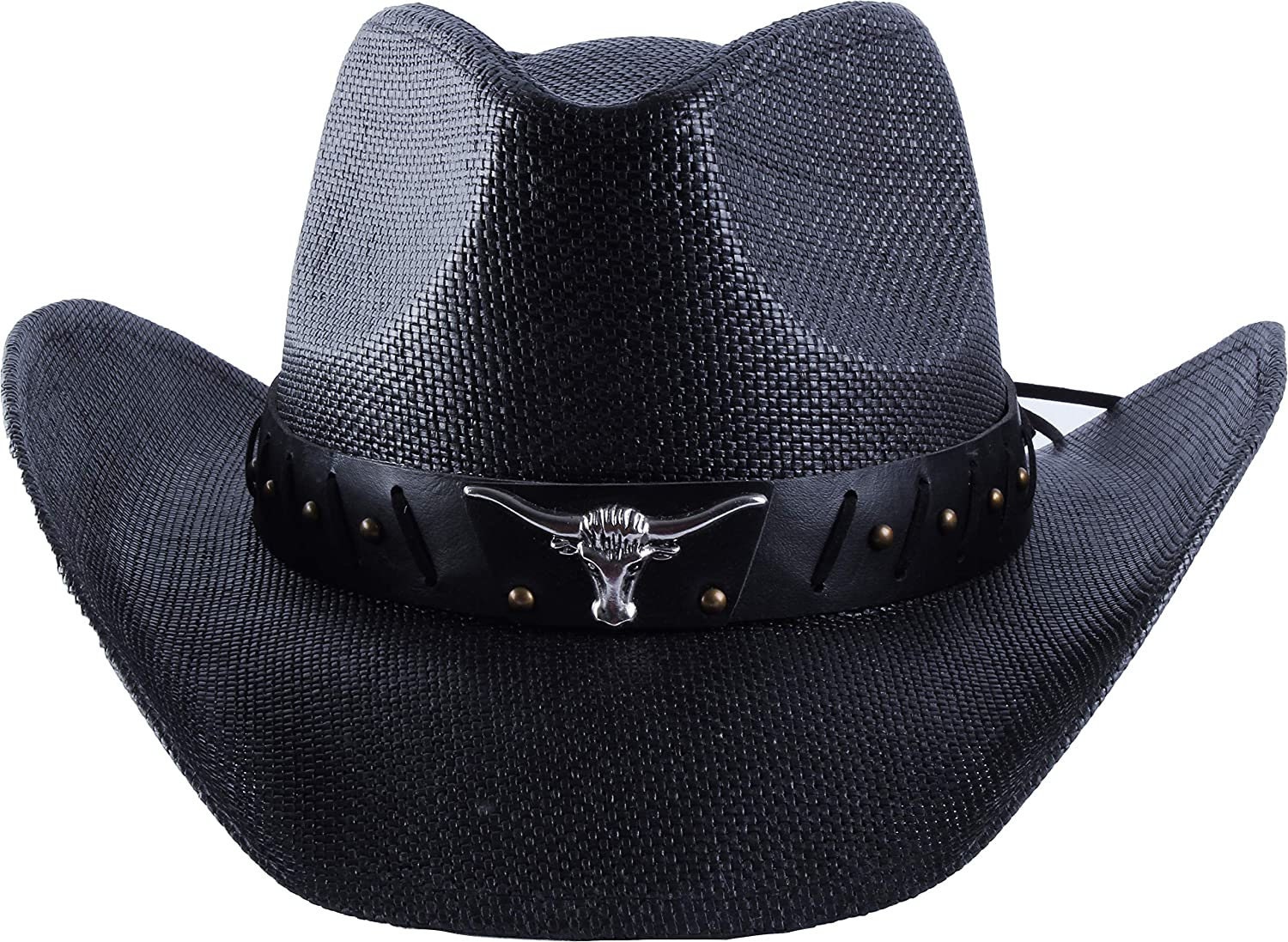 Black Cowboy Hat Summer Sun Straw Hat 