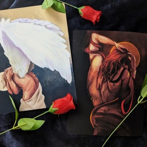 Aziraphale i Crowley Prints || Sztuka dobrych omenów