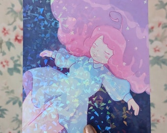 Bee and Puppycat Print || Holographic Bee Print