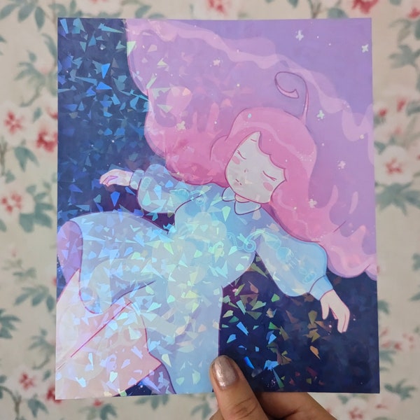 Bee and Puppycat Print || Holographic Bee Print