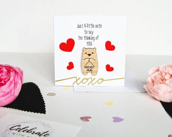 Bear Hug greetings card - until we meet again, thinking of you, special friend, letterbox hug, pocket hug token, wooden and super cute!