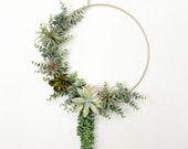 Succulent wreath, Air plant wreath, Boho wreath, Hoop wreath, Spring wreath, Summer wreath, Neutral wreath, Boho wall hanging, Boho wall art