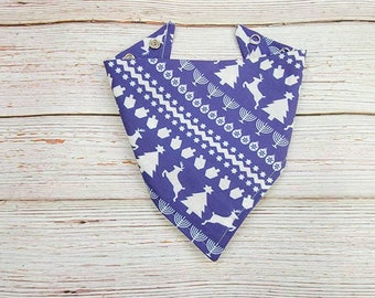 Hanukkah Dog Bandana with Double Snaps