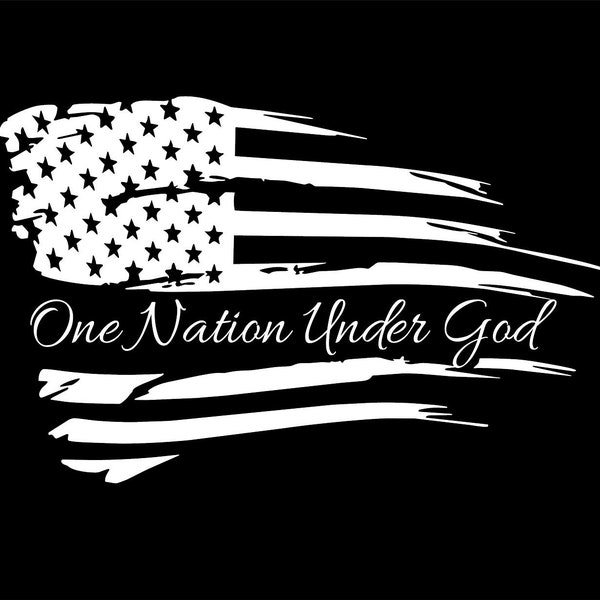 Distressed American Flag One Nation Under God Truck Window Sticker Home Decor