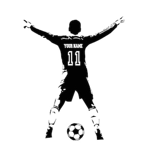 Personalized Custom Soccer Player Wall Decal - Choose Your Name & Numbers Custom Player Jersey Vinyl Decal Sticker Decor