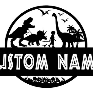 Custom Name  Jurassic Boy walking T-Rex Wall Decal Personalized Decal Tyrannosaur Vinyl Dinosaur Wall Art Design Kids Room Bedroom