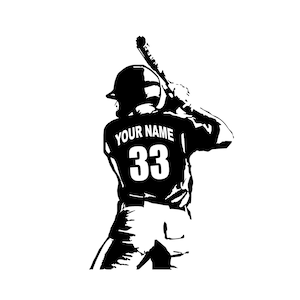 Personalized Custom Baseball Player Wall Decal - Right Handed- Choose Your Name & Numbers Custom Player Jerseys Vinyl Decal Sticker Decor