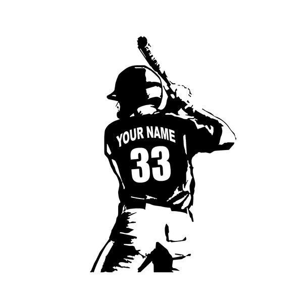 Personalized Custom Baseball Player Wall Decal - Right Handed- Choose Your Name & Numbers Custom Player Jerseys Vinyl Decal Sticker Decor