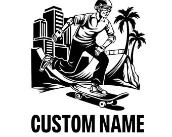 Custom Skateboard Wall Art - Personalized Skater Name Decal for Kids
