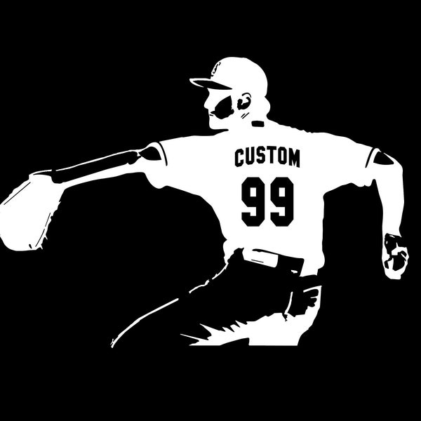 Personalized Custom Baseball Pitcher Vehicle Car Window Decal - Choose Your Name & Numbers Custom Player Jerseys Vinyl Decal